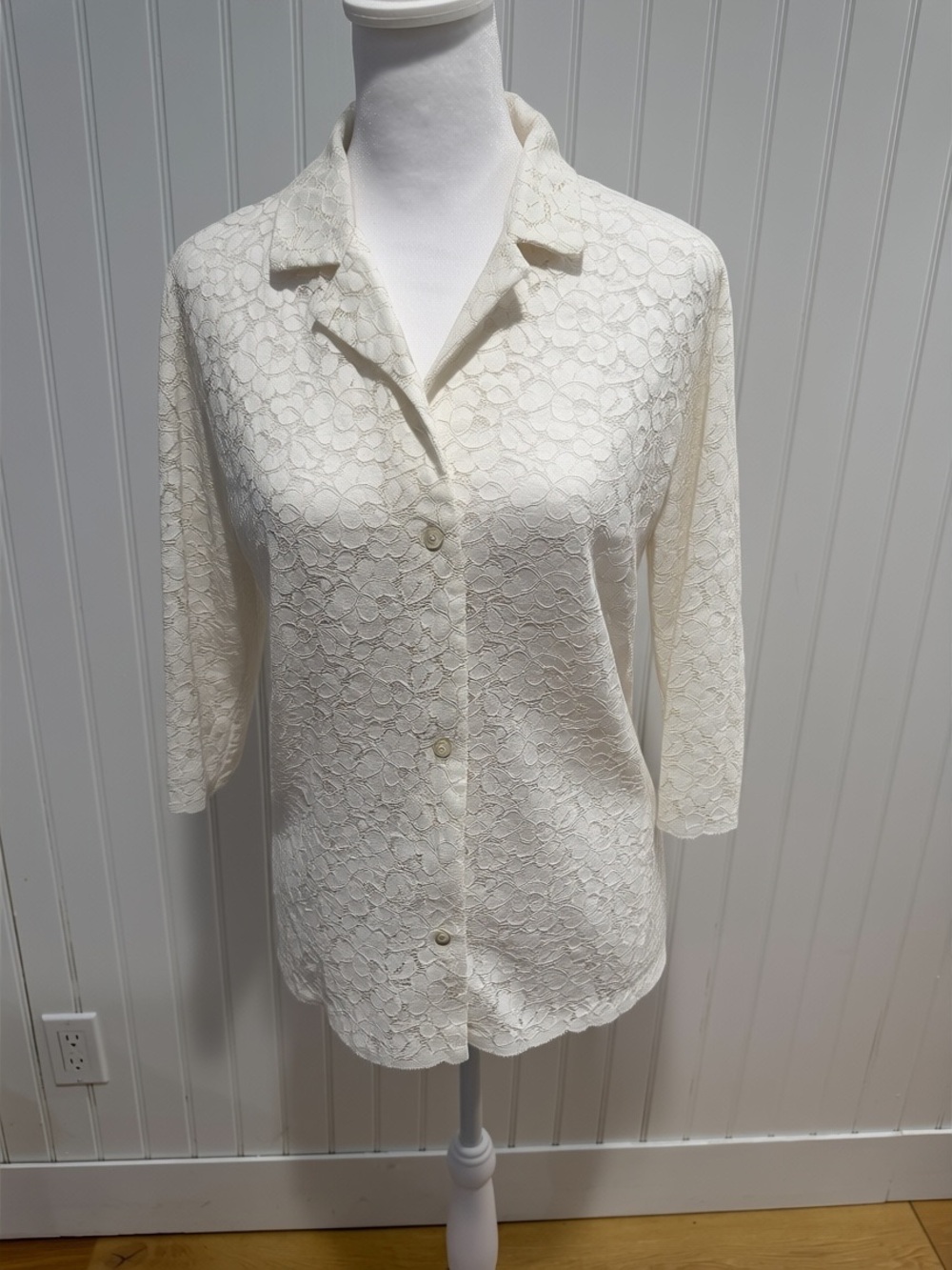 Banana Republic White Lace Button-Down Shirt